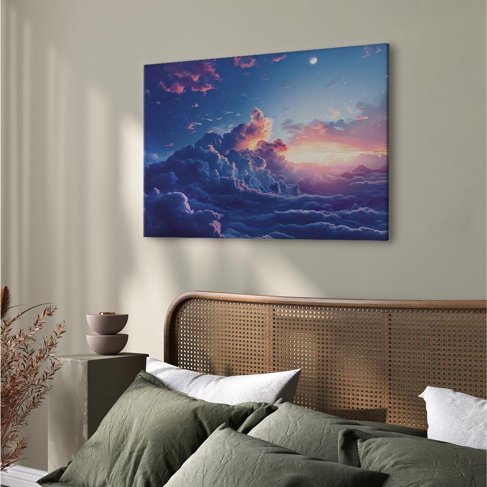 Leinwandbild - Night Concert in the Mountains: Clouds Illuminated by the Last Rays of the Sun