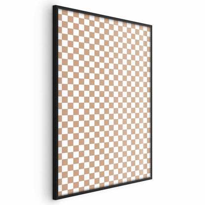 Poster - Geometry and Browns - a chessboard pattern in neutral shades