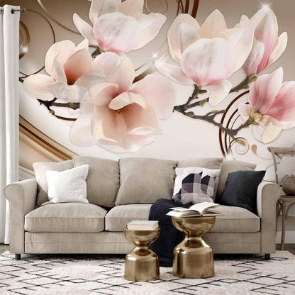 Fototapete „Waves of Magnolia“ – Florale Eleganz in sanften Wellen