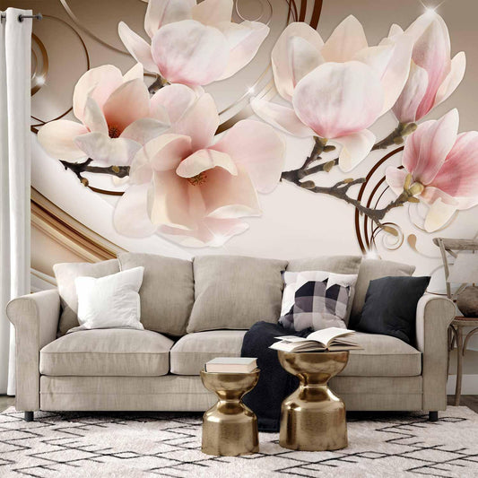Fototapete „Waves of Magnolia“ – Florale Eleganz in sanften Wellen