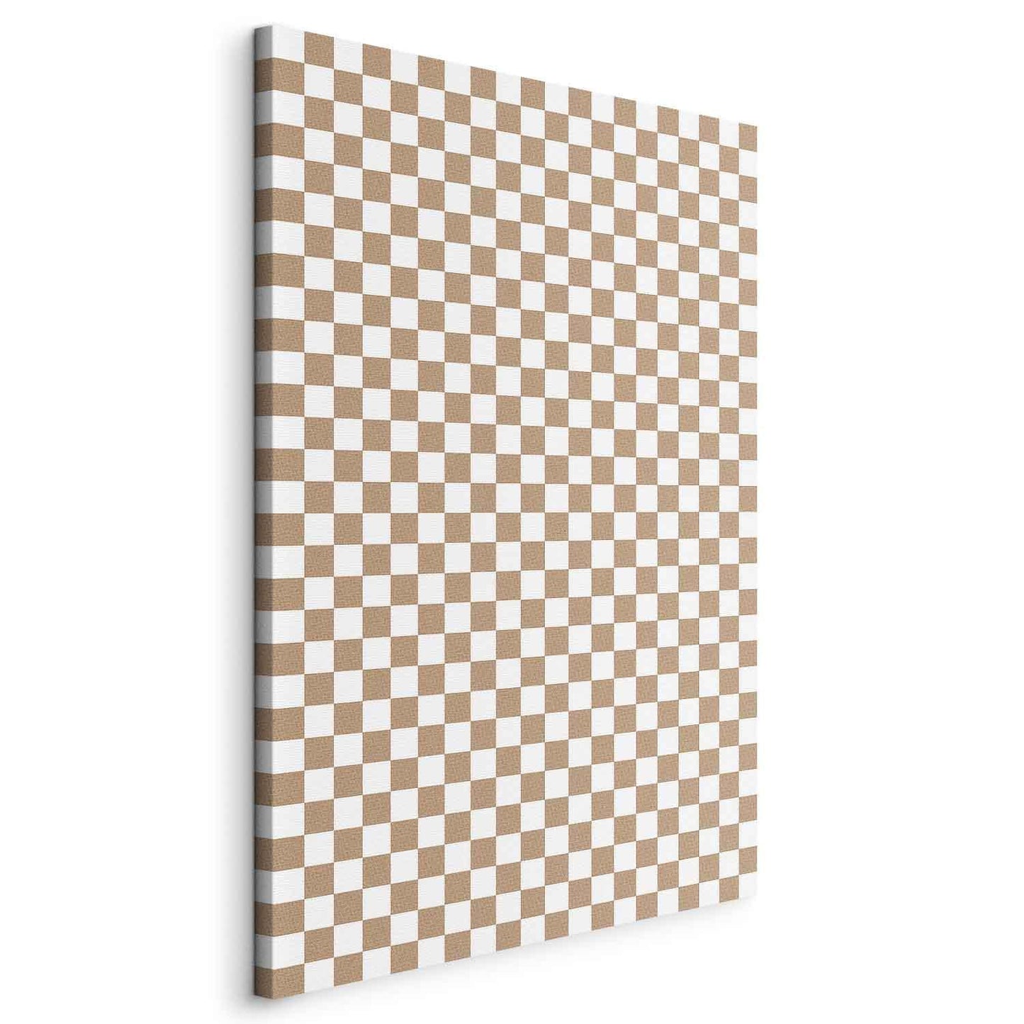 Leinwandbild - Checkerboard Pattern - Brown-White Grid with a Subtle Noise