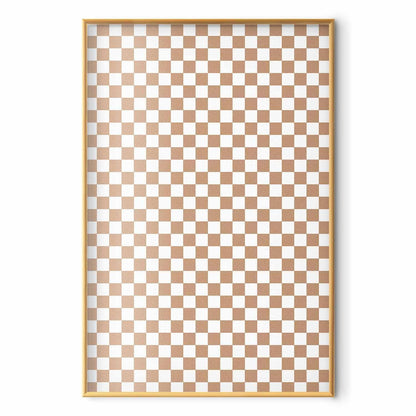 Poster - Geometry and Browns - a chessboard pattern in neutral shades