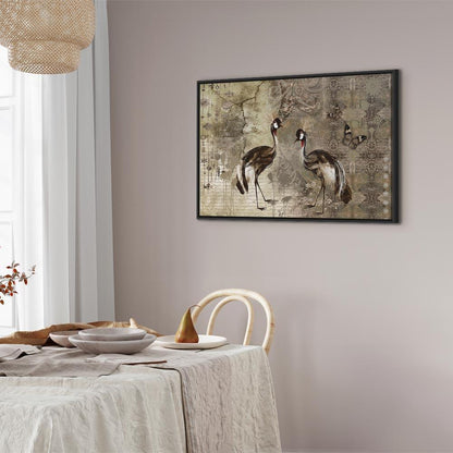 Leinwandbild - Retro Cranes (1 Part) Wide