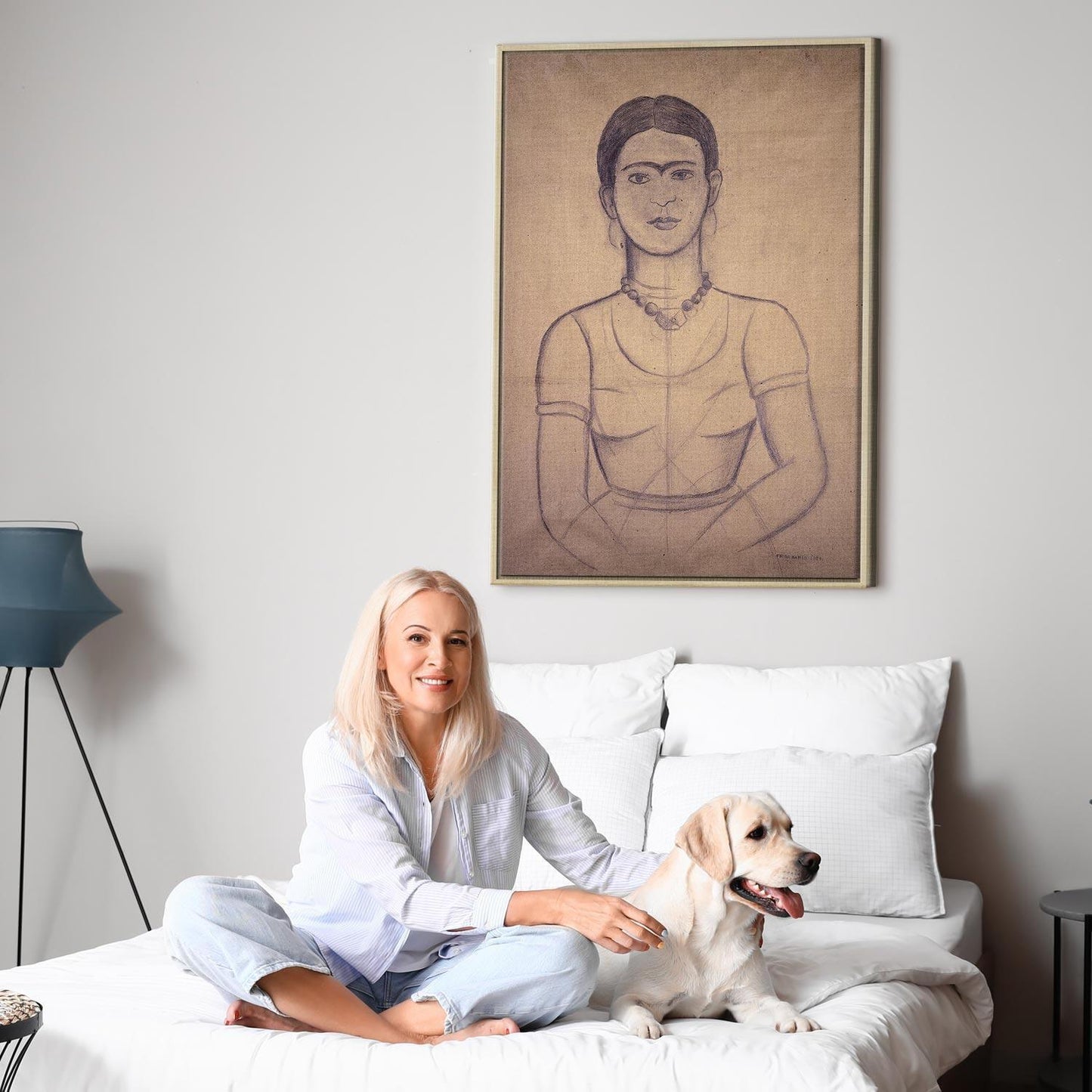 Leinwandbild - Frida Kahlo – Self-Portrait, 1929 (charcoal drawing)