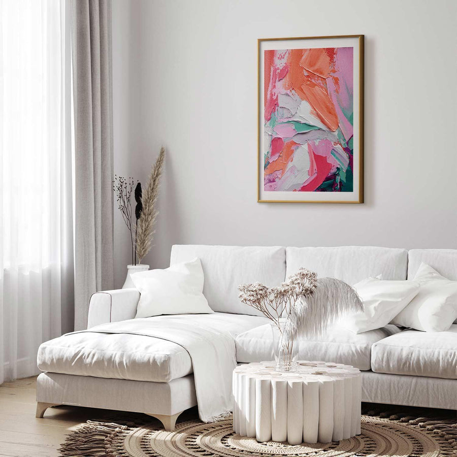 Poster - Pink Palette - vibrant shades of pink, orange, and green on canvas Artgeist
