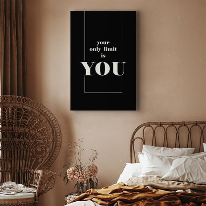 Leinwandbild - Key to Success (1-part) - Black and White English Inscriptions