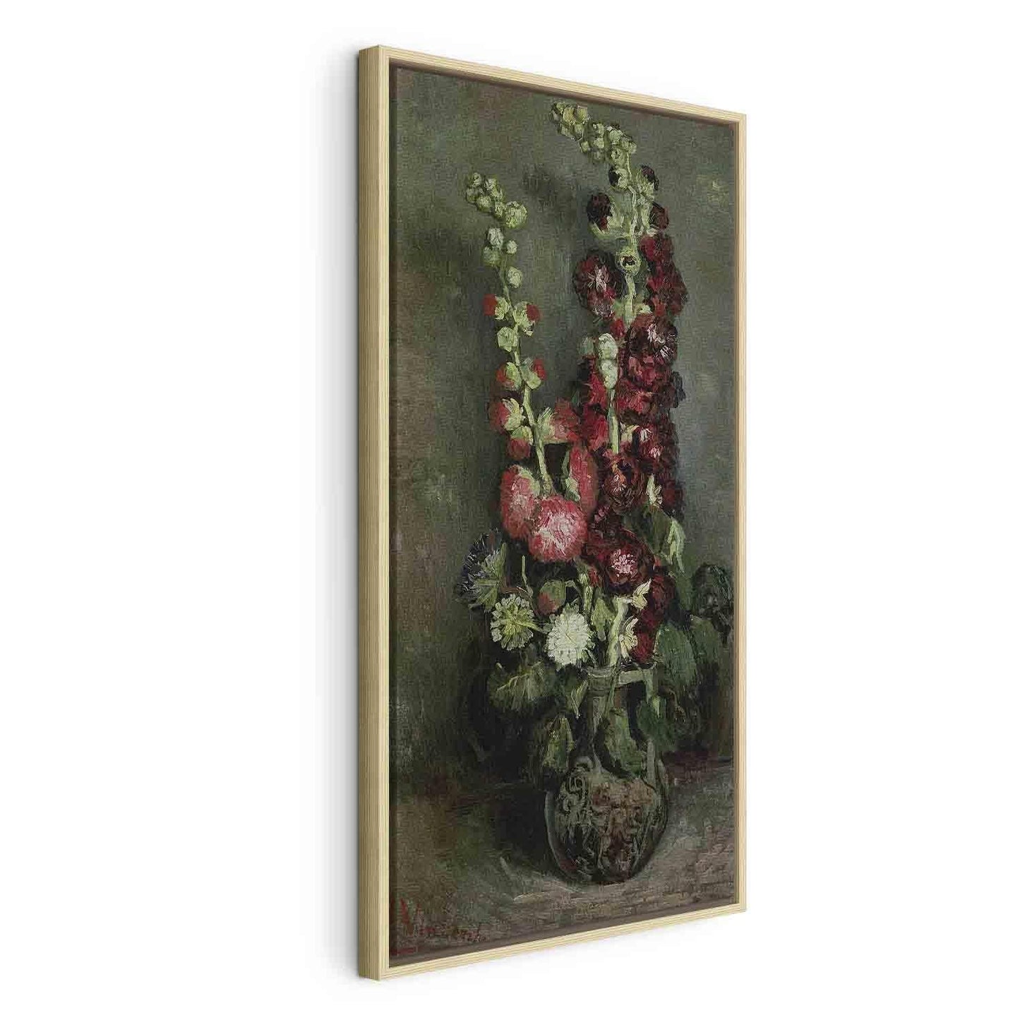 Leinwandbild - Vase of Hollyhocks (Vincent Van Gogh) Artgeist