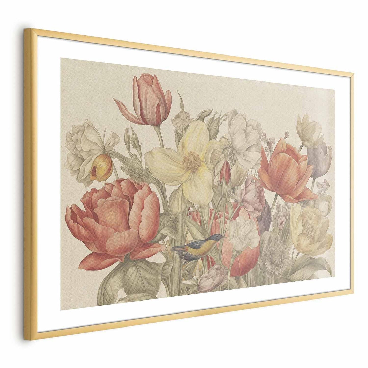 Poster - Flower Bouquet on a Cream Background Artgeist