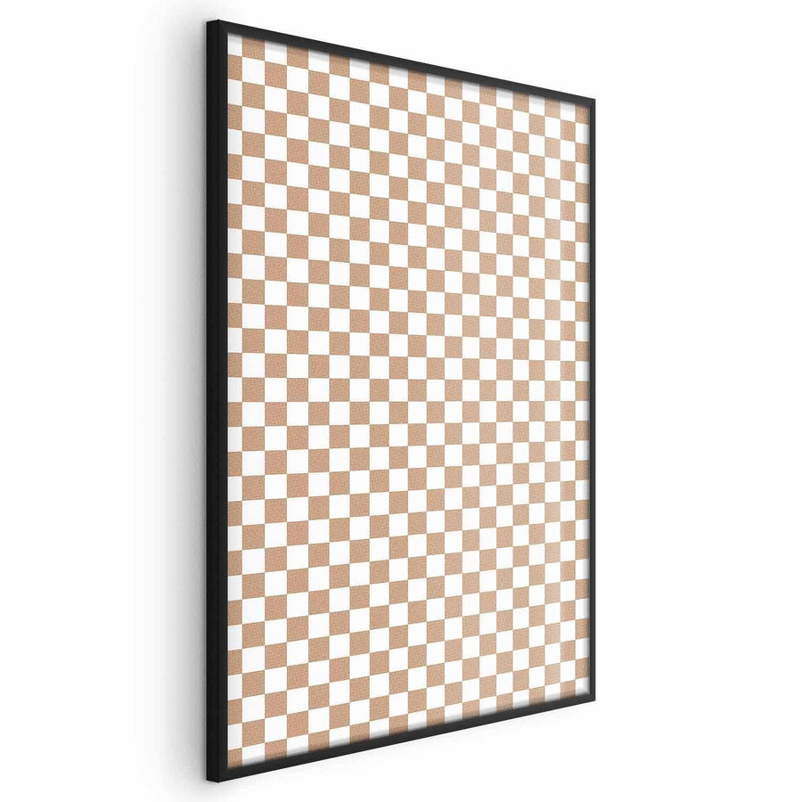 Poster - Geometry and Browns - a chessboard pattern in neutral shades Artgeist