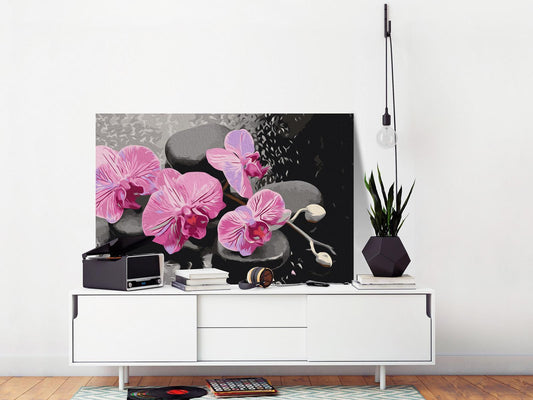 Malen nach Zahlen Orchid With Zen Stones Geschenk - meditatives Zen-Motiv für entspannende Kreativität