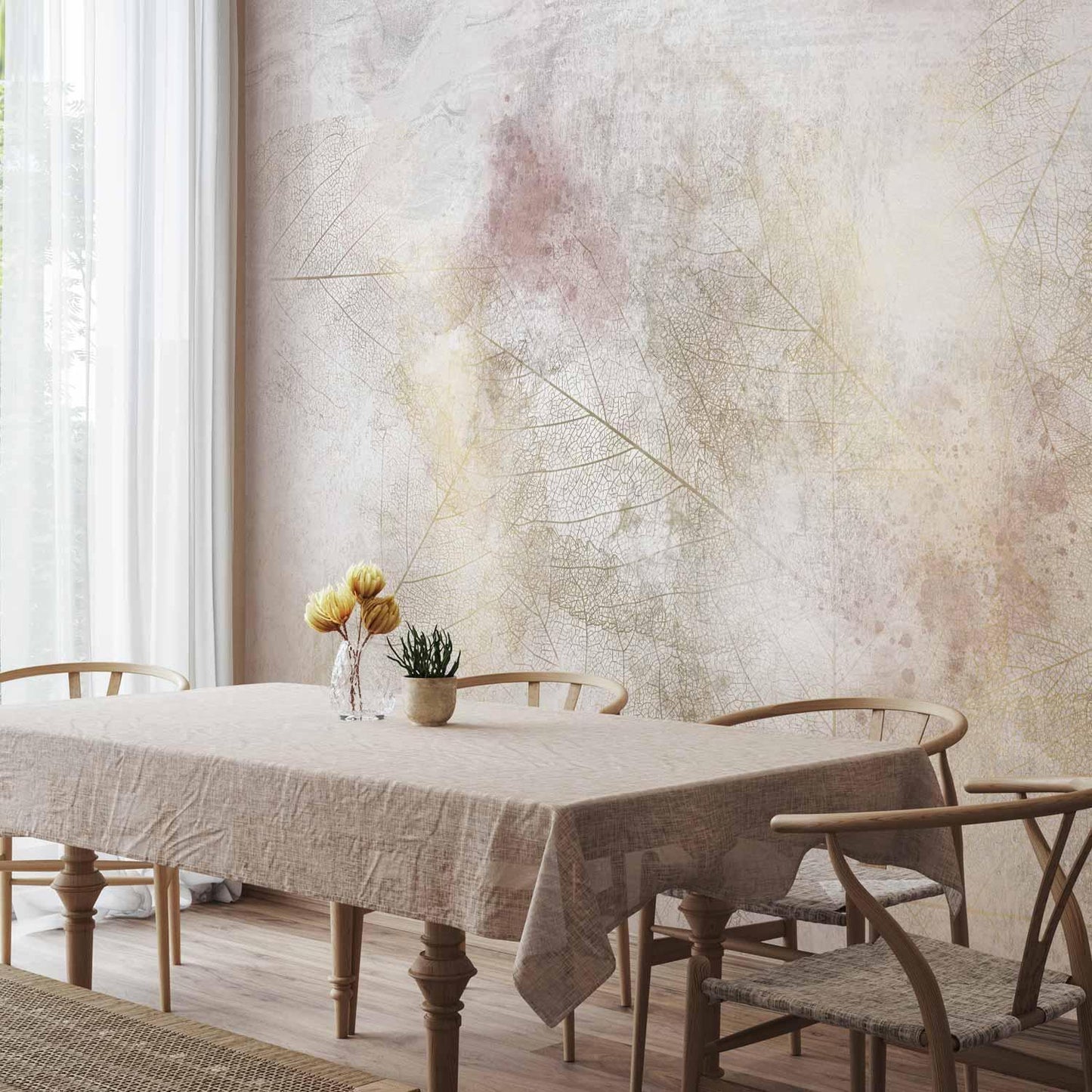 Fototapete - Summer memory - abstract background with shadow of dried leaves