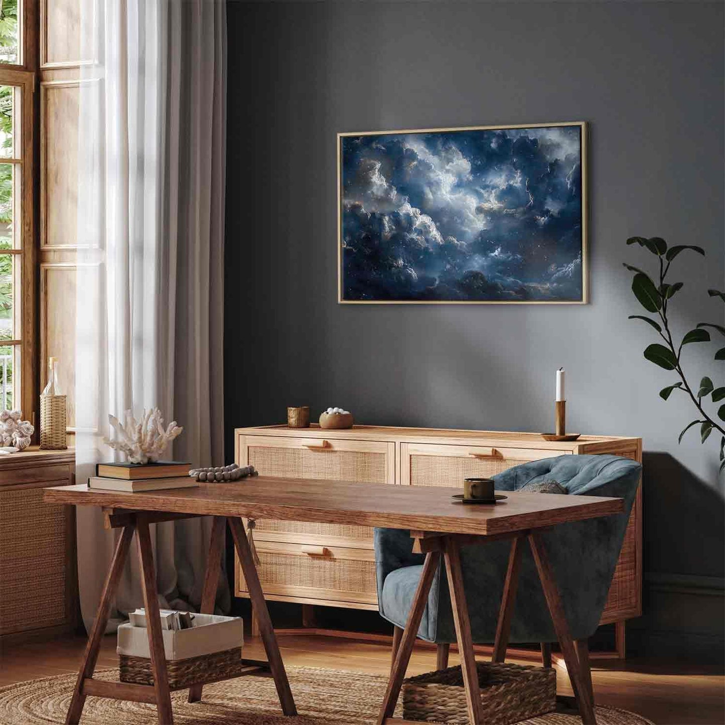 Leinwandbild - Astronomical Wonders: Clouds and Stars in Harmonious Combination