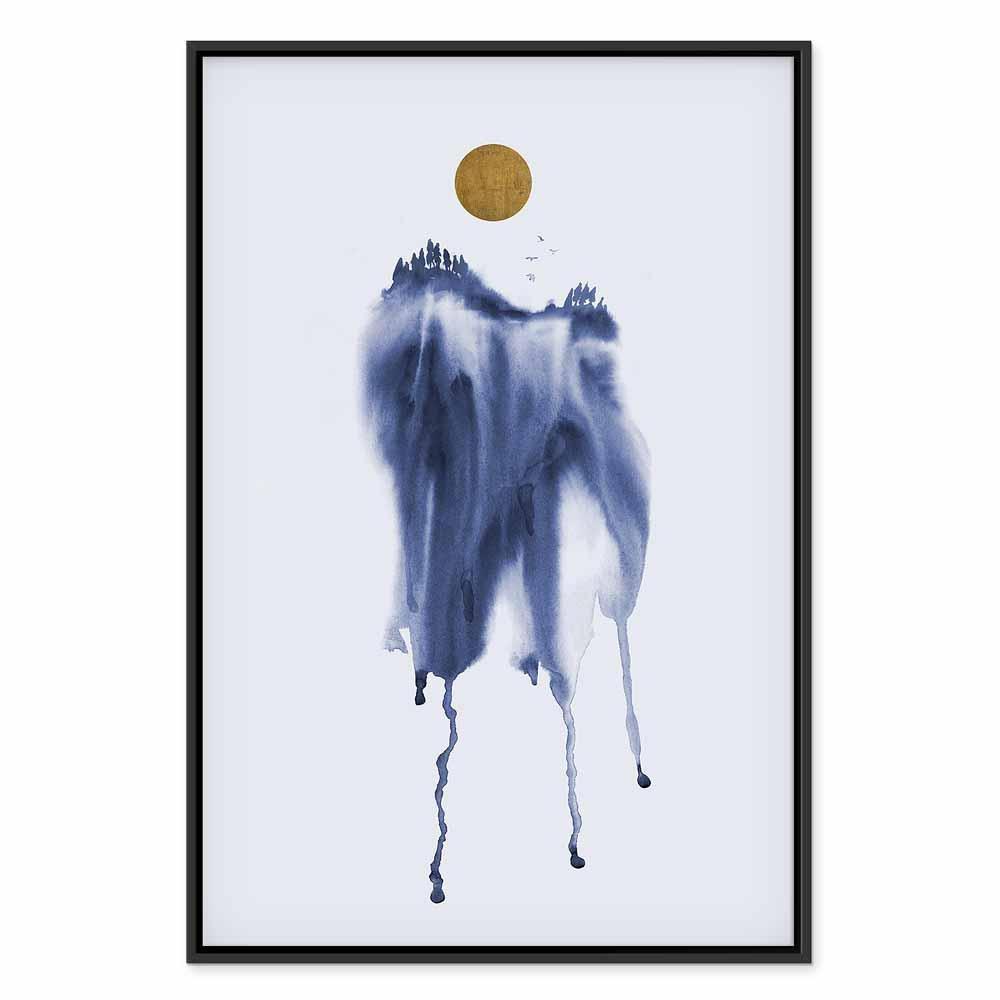 Leinwandbild - Forest in Watercolors (1-part) - Blue Hue Landscape Abstraction