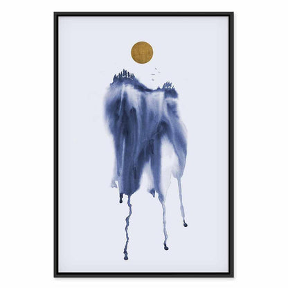 Leinwandbild - Forest in Watercolors (1-part) - Blue Hue Landscape Abstraction