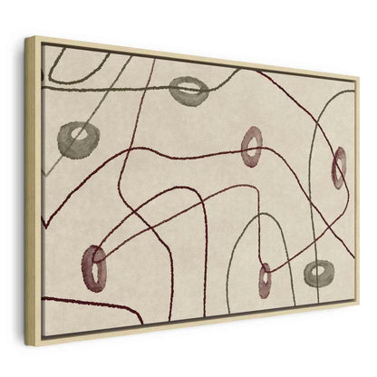 Leinwandbild - Lines and shapes – bead labyrinth on a pale washed background