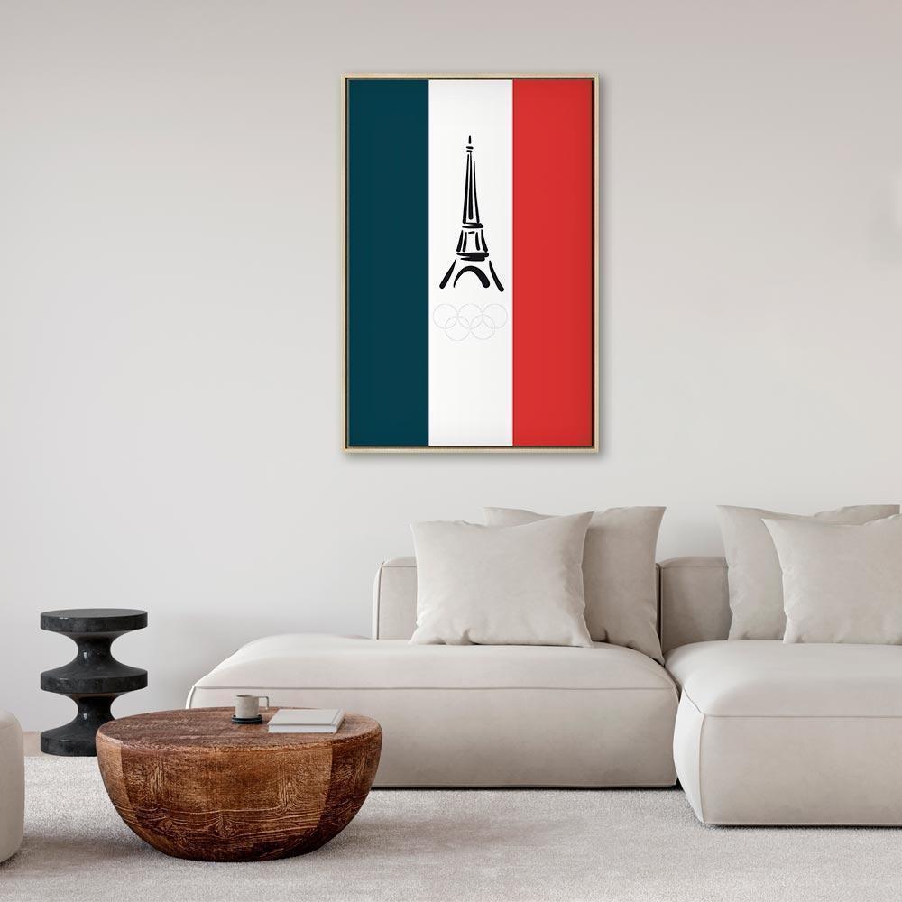 Leinwandbild - French Flag With Graphic Eiffel Tower