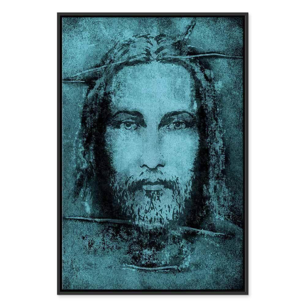 Leinwandbild - Shroud of Turin in Turqoise (1 Part) Vertical