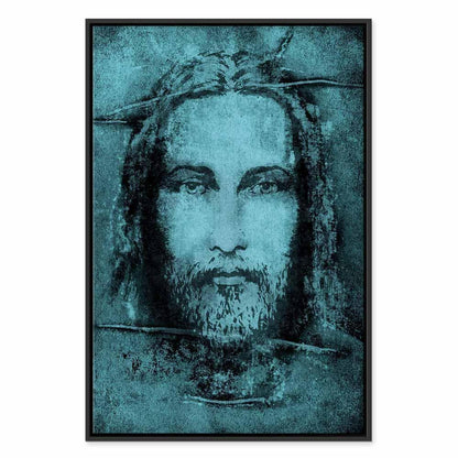Leinwandbild - Shroud of Turin in Turqoise (1 Part) Vertical