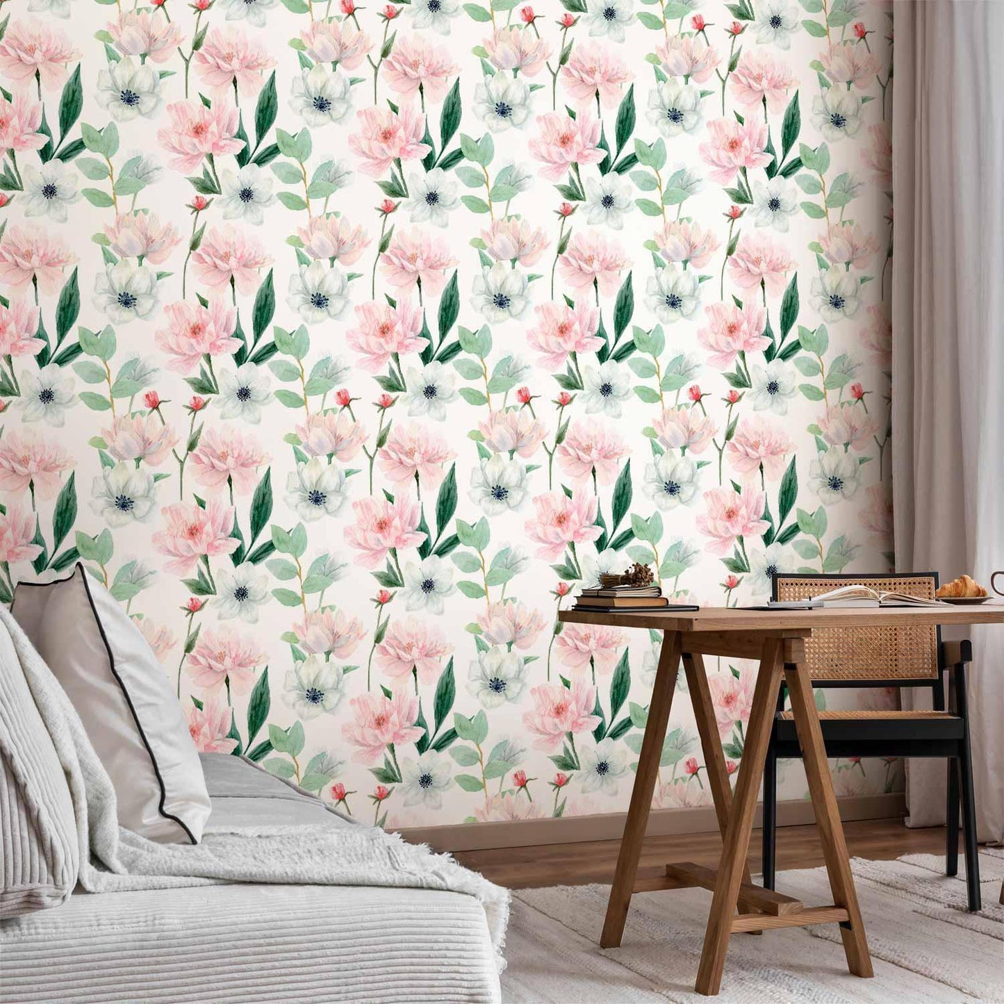 Tapete - Peonies on white background