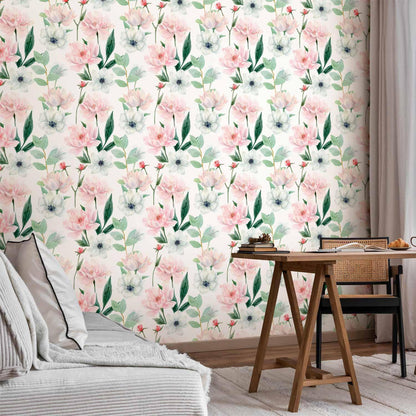 Tapete - Peonies on white background