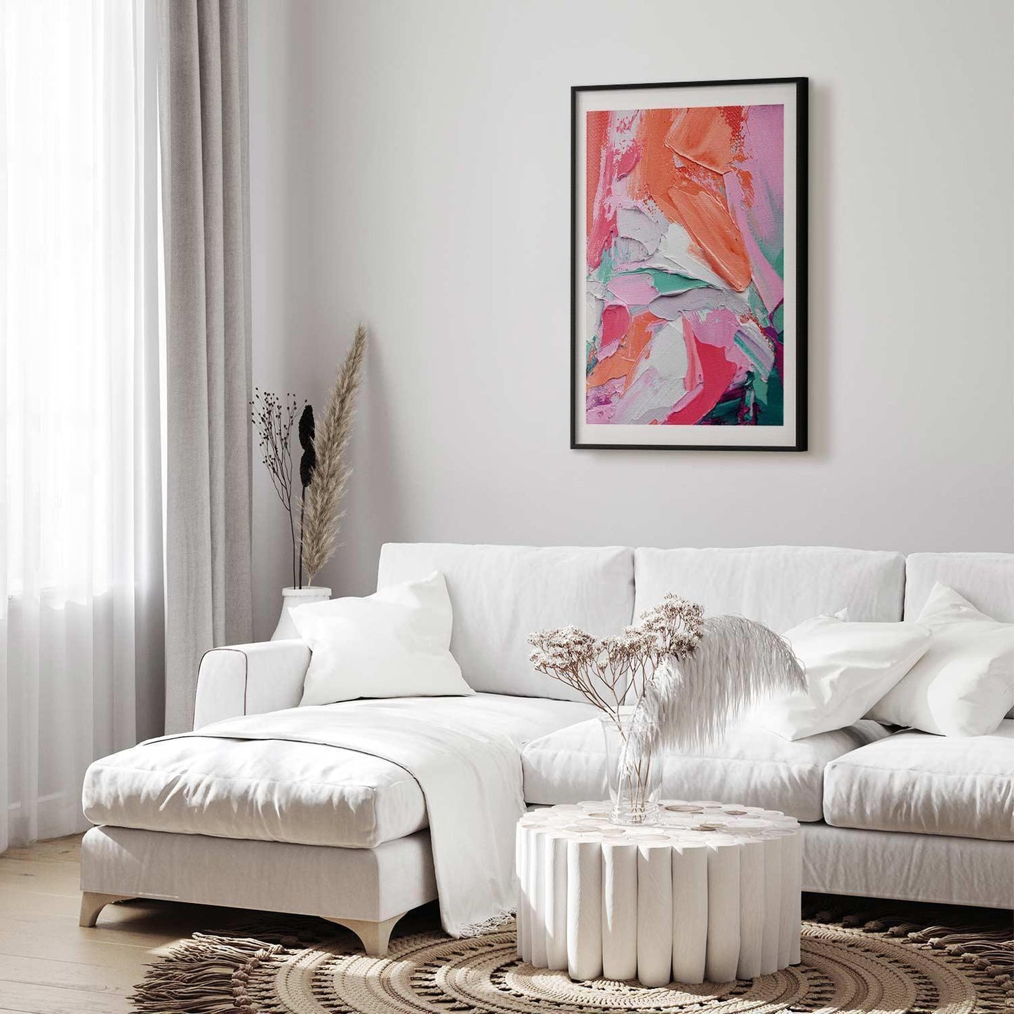 Poster - Pink Palette - vibrant shades of pink, orange, and green on canvas Artgeist