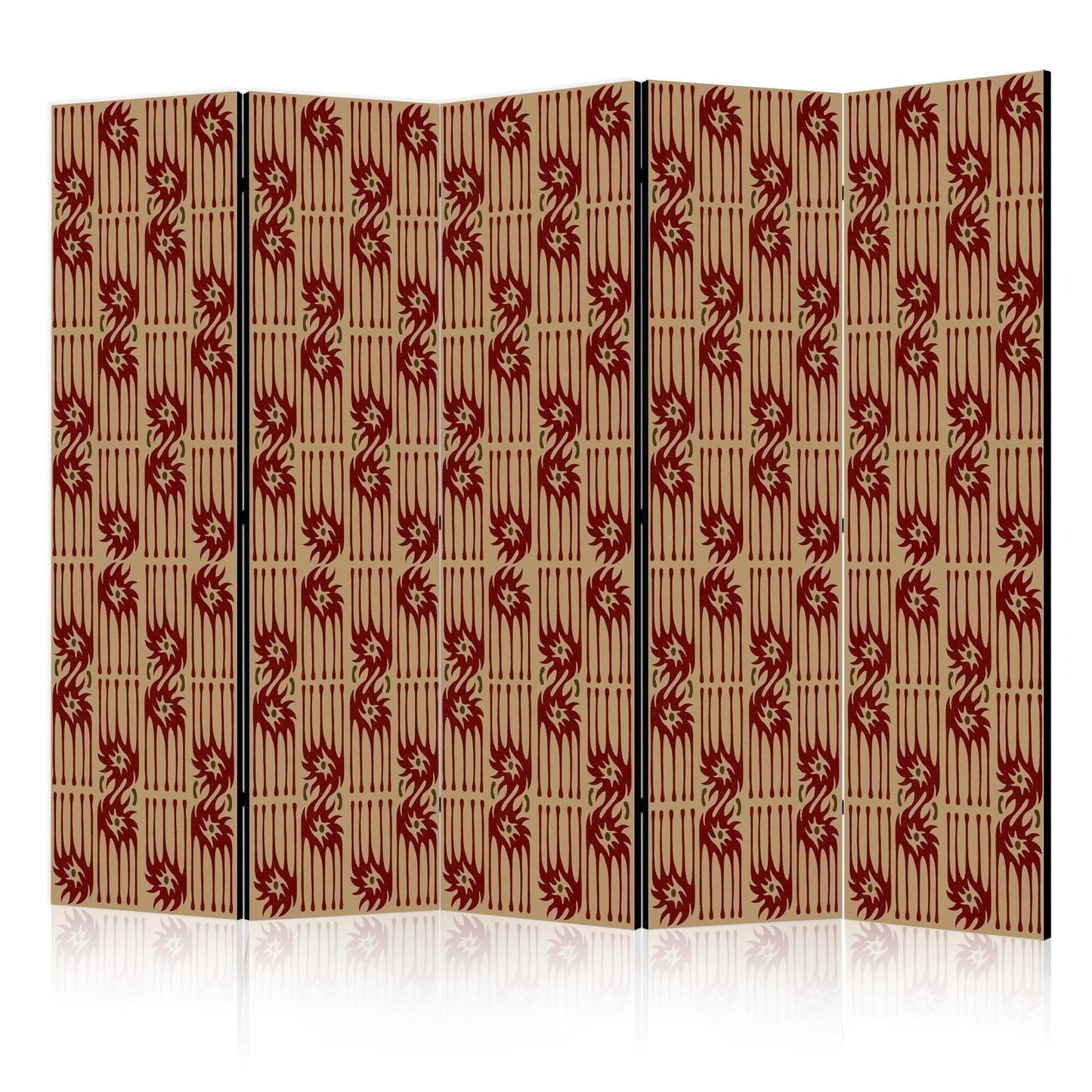 Paravent - Predatory Features - Red Abstract Shapes Inspired by Tribal Artgeist