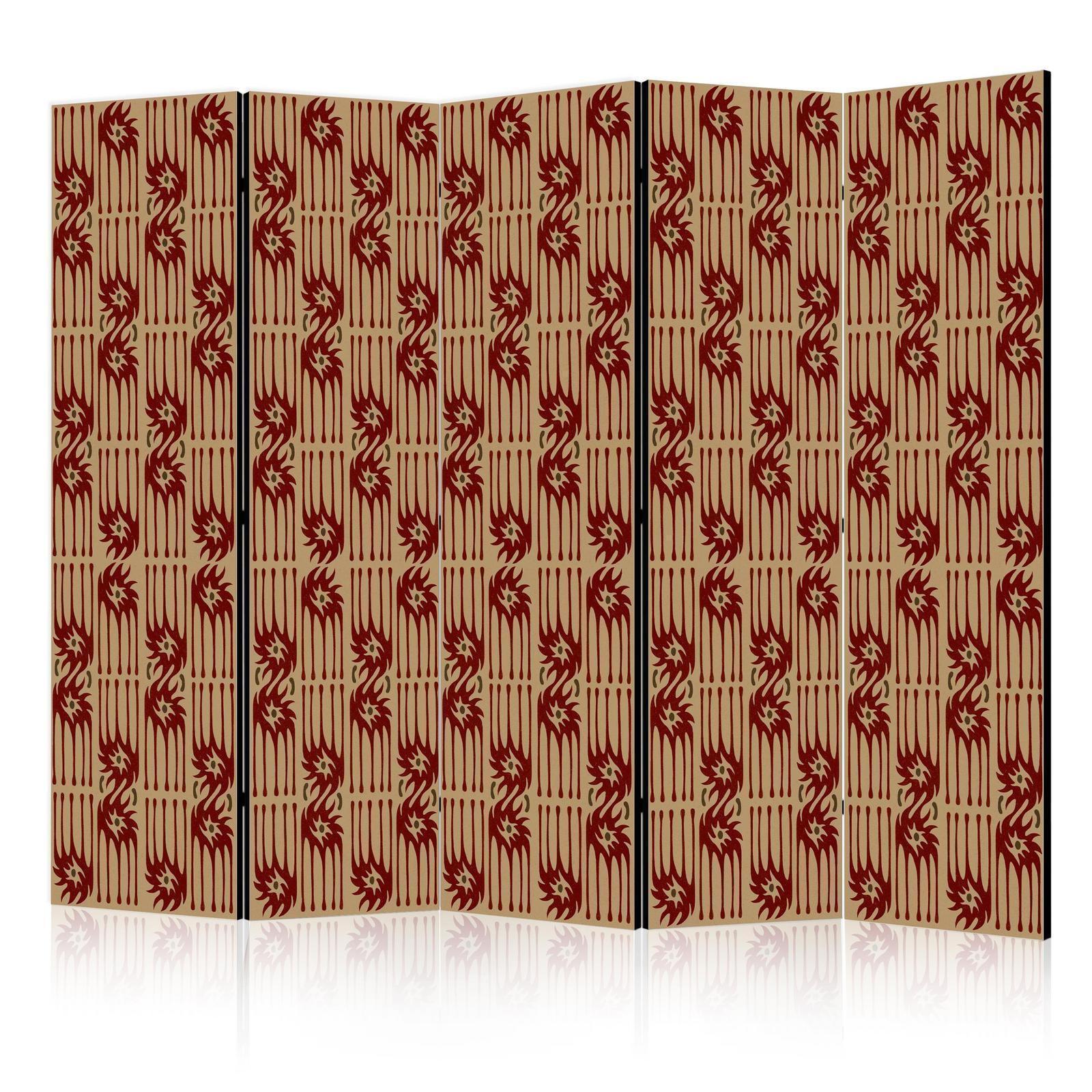 Paravent - Predatory Features - Red Abstract Shapes Inspired by Tribal Artgeist