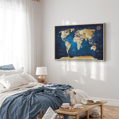 Leinwandbild - World Map: The Dark Blue Depths