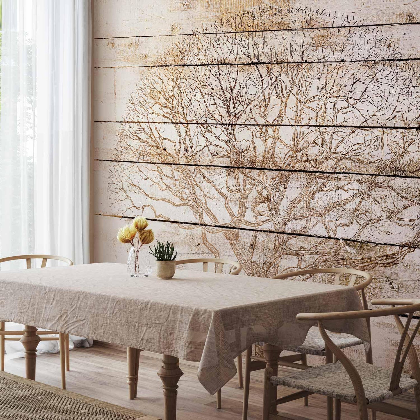 Fototapete - Tree on Boards