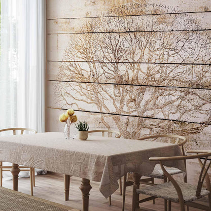 Fototapete - Tree on Boards