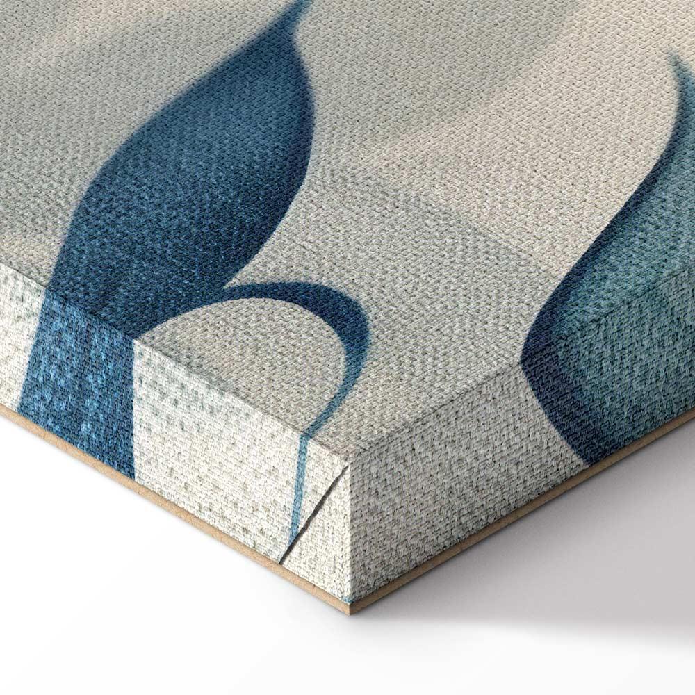 Leinwandbild - Leaves in Blue Color Delicate Botanical Motif