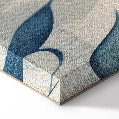 Leinwandbild - Leaves in Blue Color Delicate Botanical Motif