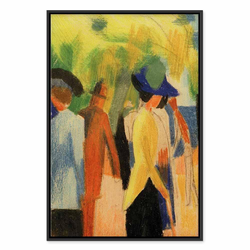 Leinwandbild - August Macke – Walker under trees (Walker in the park)