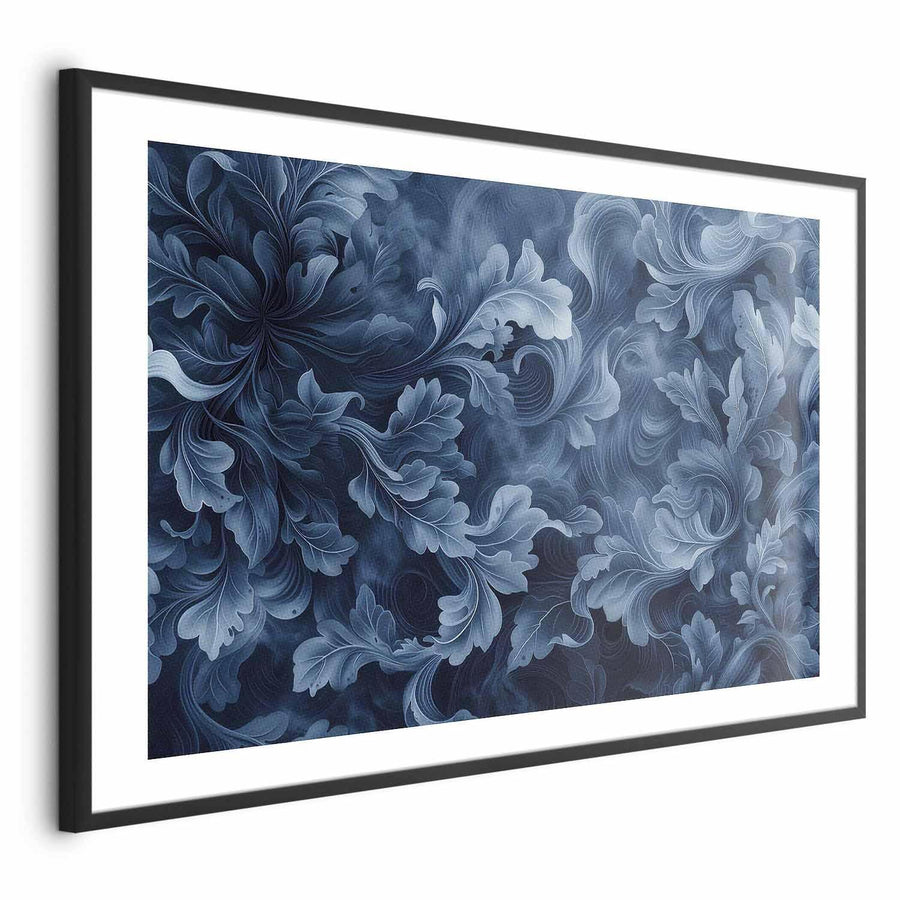 Poster - Dense, Dark Blue Abstract Ornaments Artgeist