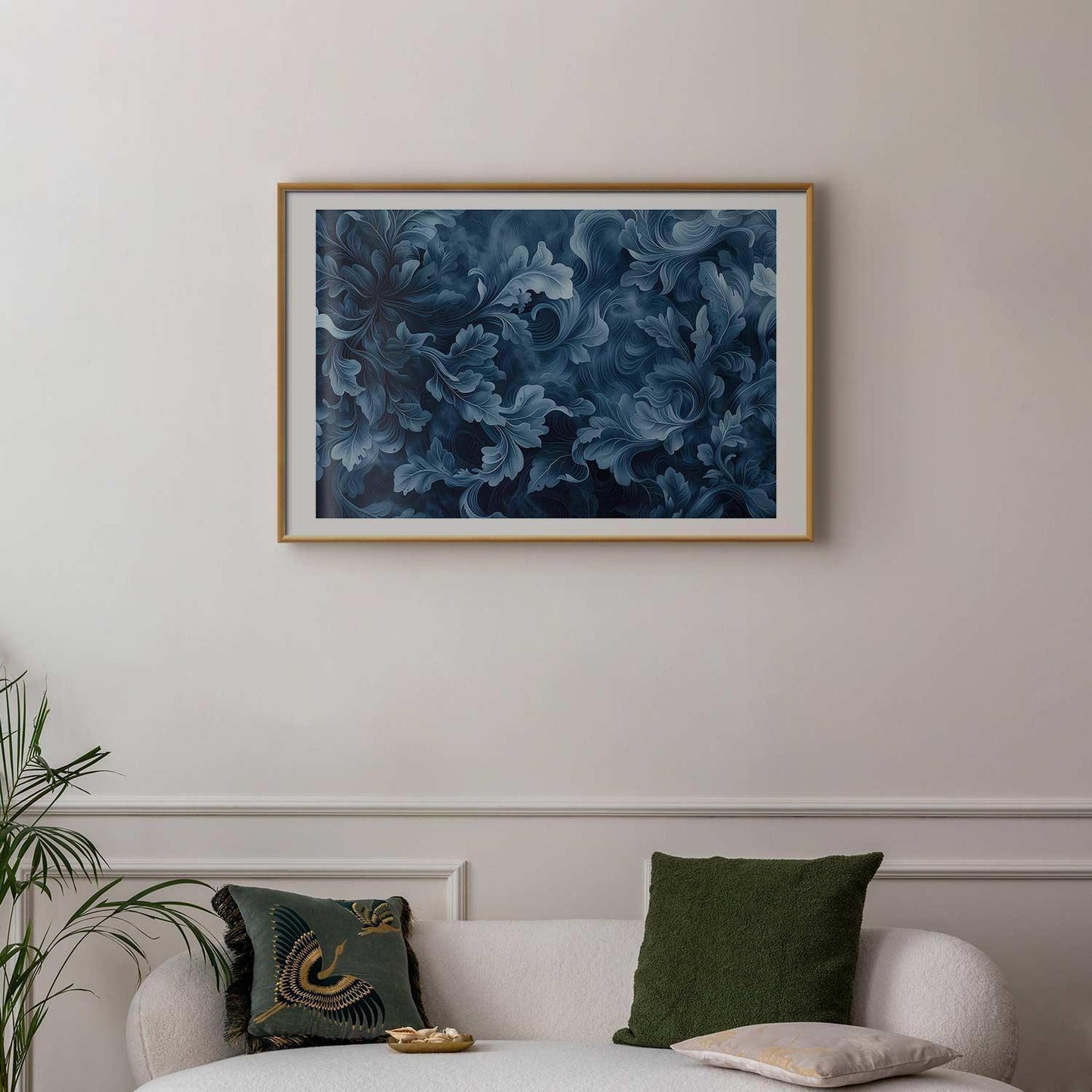 Poster - Dense, Dark Blue Abstract Ornaments Artgeist