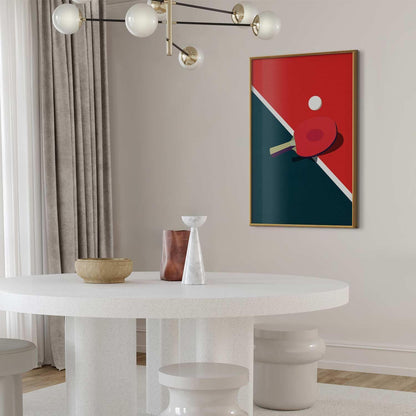 Poster - Table Tennis - Ball and Racket on a Table Artgeist