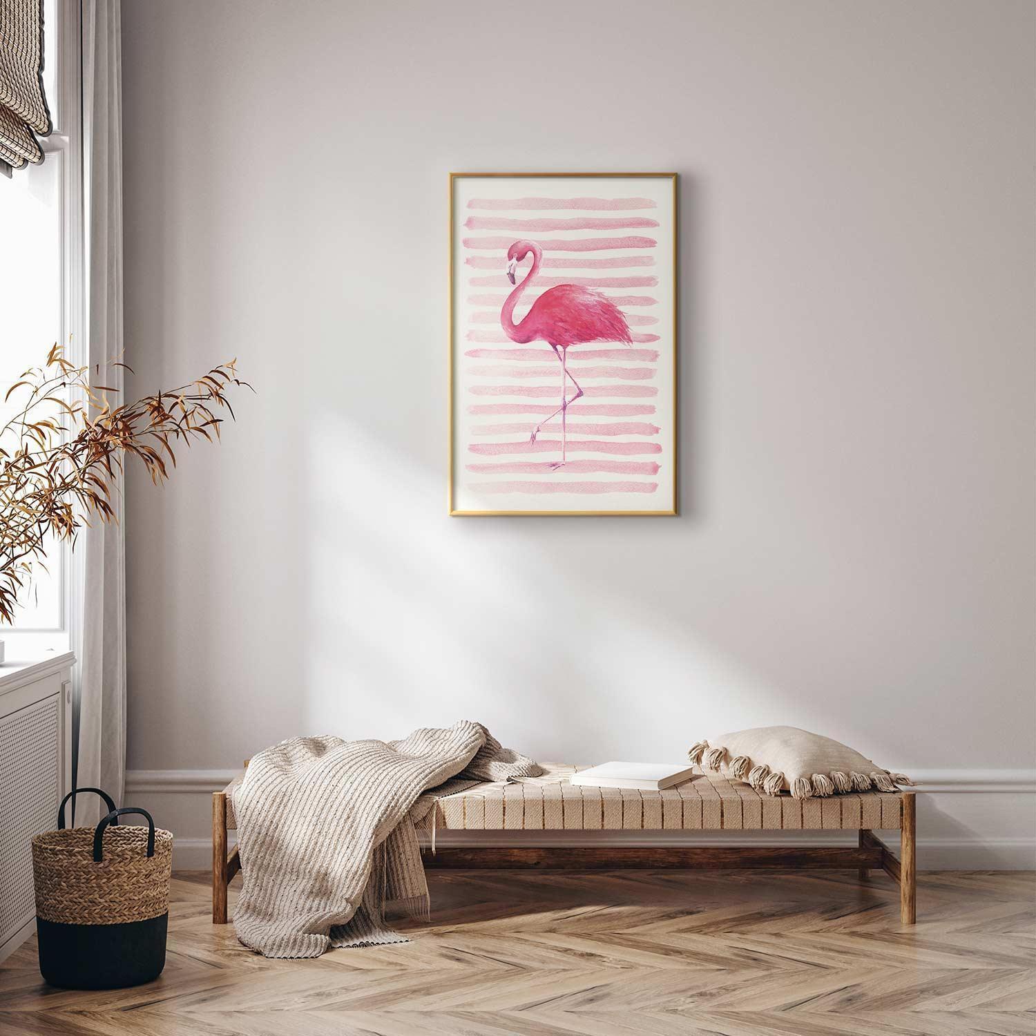 Poster - Flamingo and Stripes Artgeist