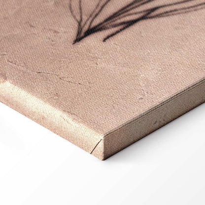 Leinwandbild - Wildflowers – black plants on lime-wash background