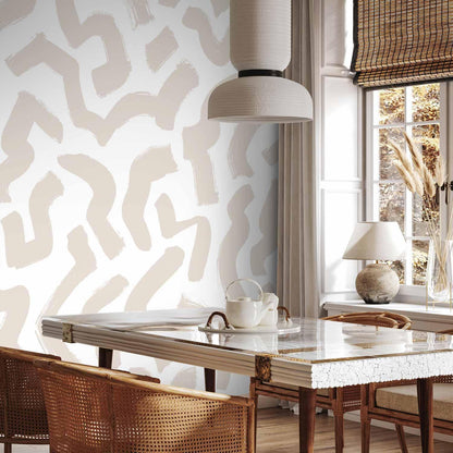 Fototapete - Abstract composition - beige patterns in shapes on a white background