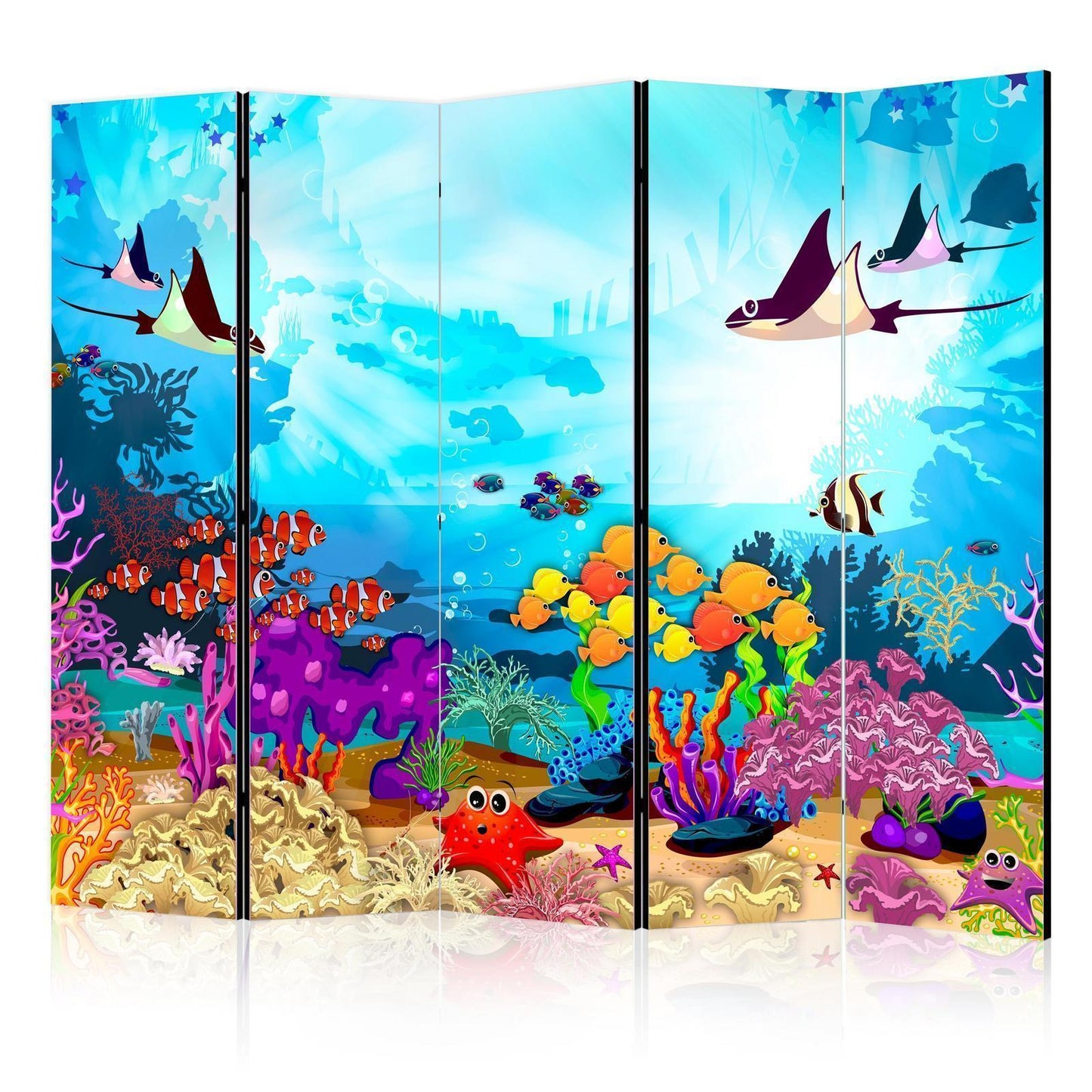 Paravent Bunte Fische – Raumteiler mit maritimem Design
