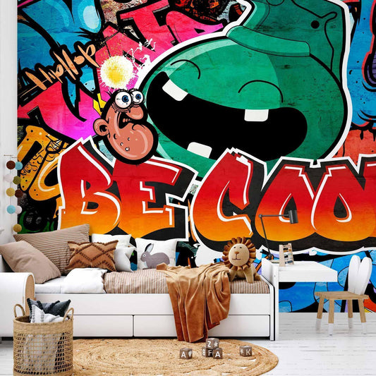Fototapete Be Cool - Urbane Street Art mit bunten Graffiti-Elementen