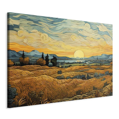 Wandbild XXL - Impressionistic fields - painted golden landscape with fields of grain