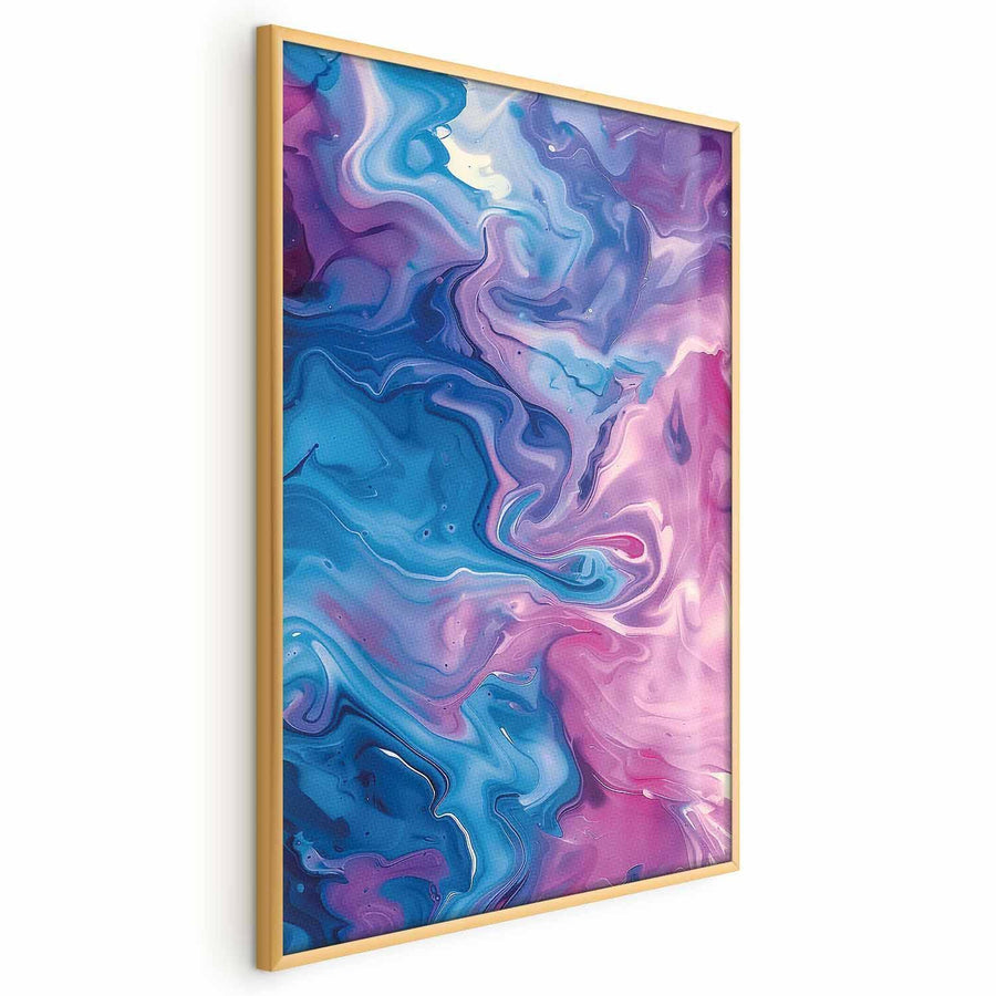 Poster - Night Flows - abstract waves in shades of blue and purple Artgeist
