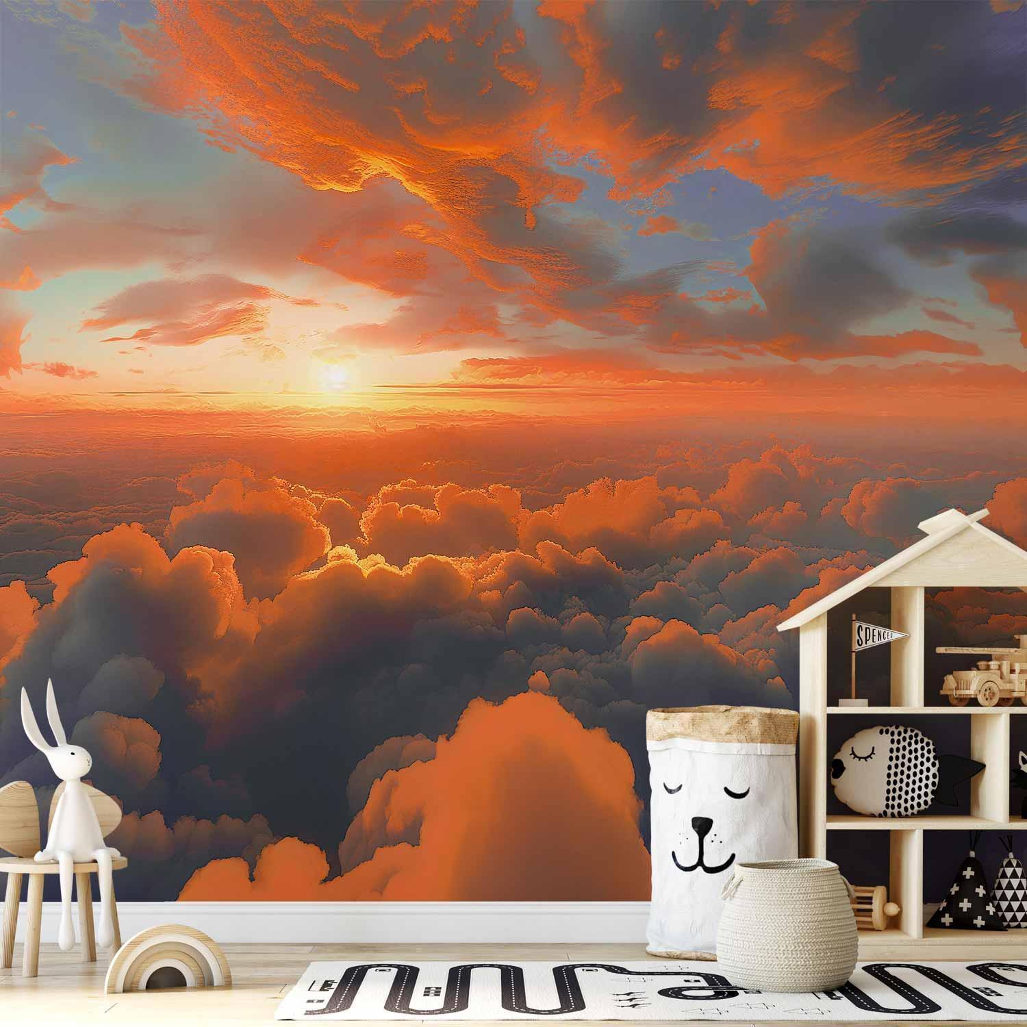 Fototapete - When Dawn Tickles the Clouds: A Spectacle of Colors on the Morning Sky Artgeist