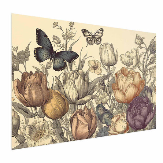 Poster - Colorful Tulips on a Cream Background Artgeist