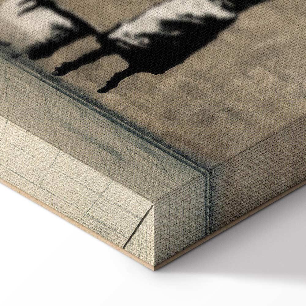 Leinwandbild Banksy Zebra wird gewaschen – Street Art auf Beton