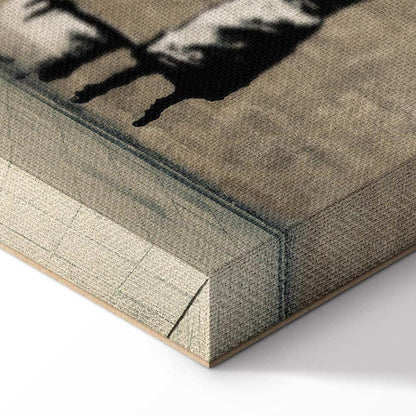 Leinwandbild Banksy Zebra wird gewaschen – Street Art auf Beton