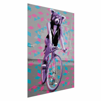 Poster - Raccoon on a Bicycle Artgeist