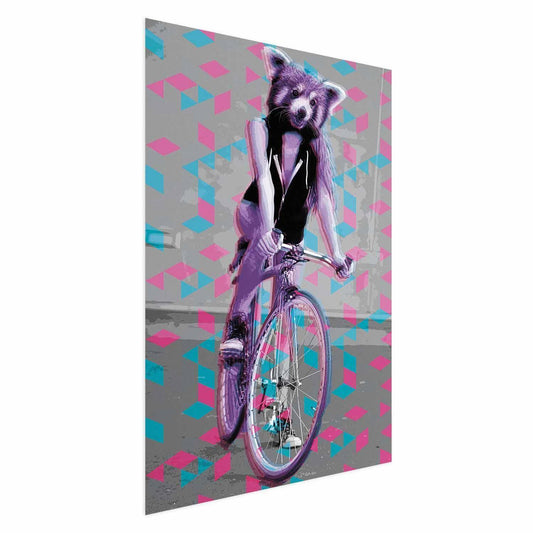 Poster - Raccoon on a Bicycle Artgeist