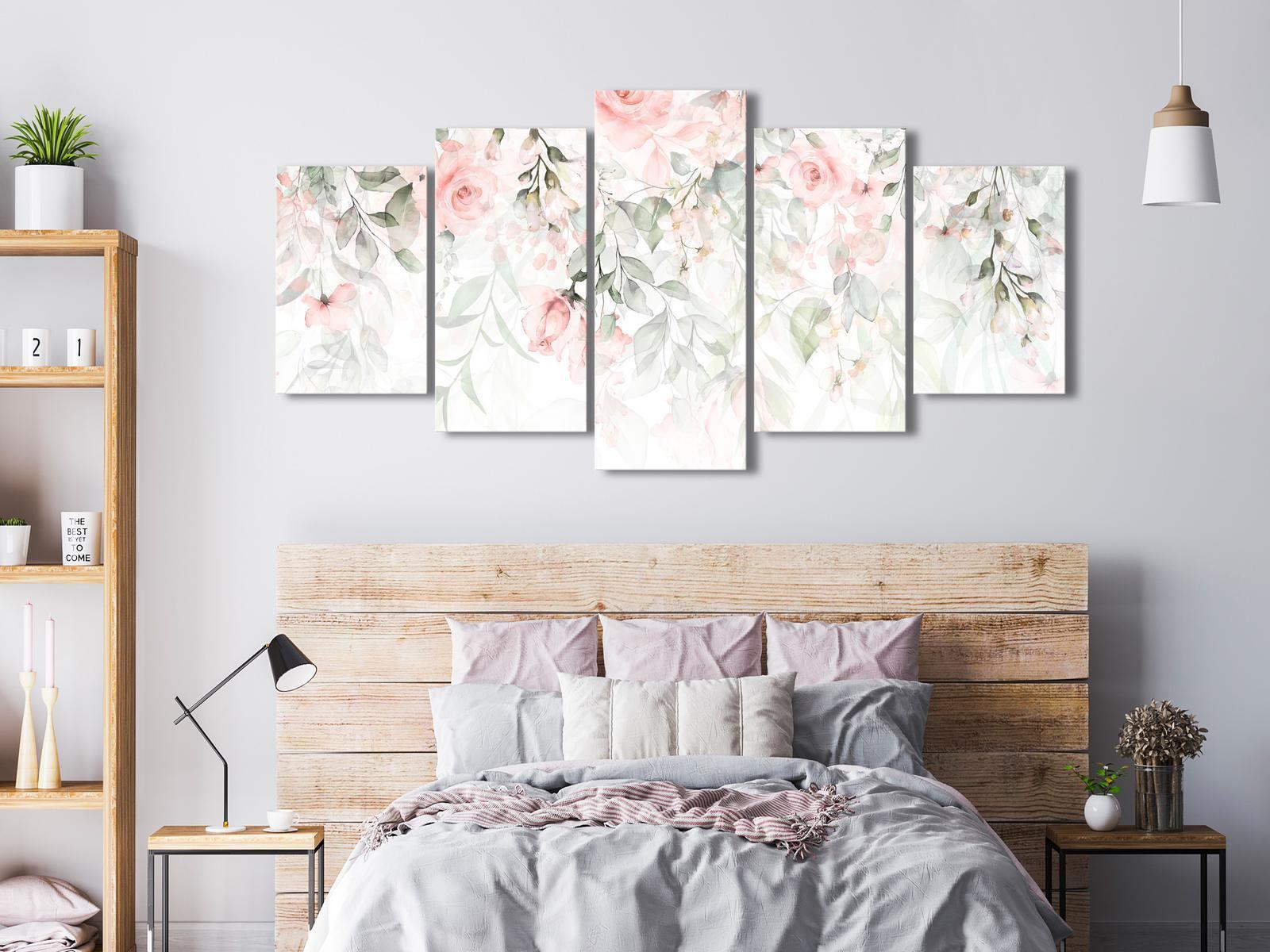 Leinwandbild - Waterfall of Roses (5 Parts) Wide - First Variant Artgeist